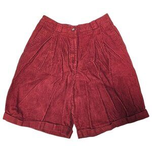 90s Karen Scott pleated high-rise terracotta corduroy shorts . size 14